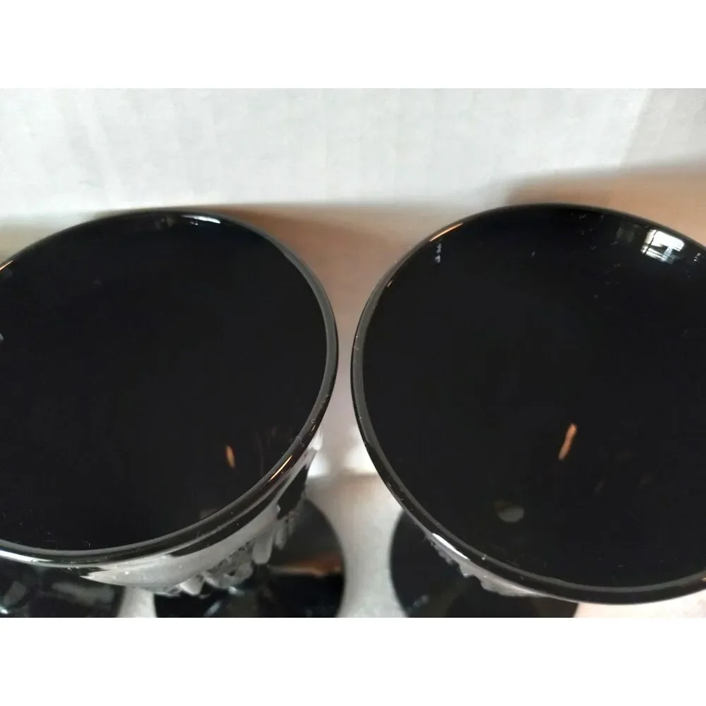 Vintage 1975 Set of 4 Tiara Exclusives Black Monarch Goblets by Indiana Glass